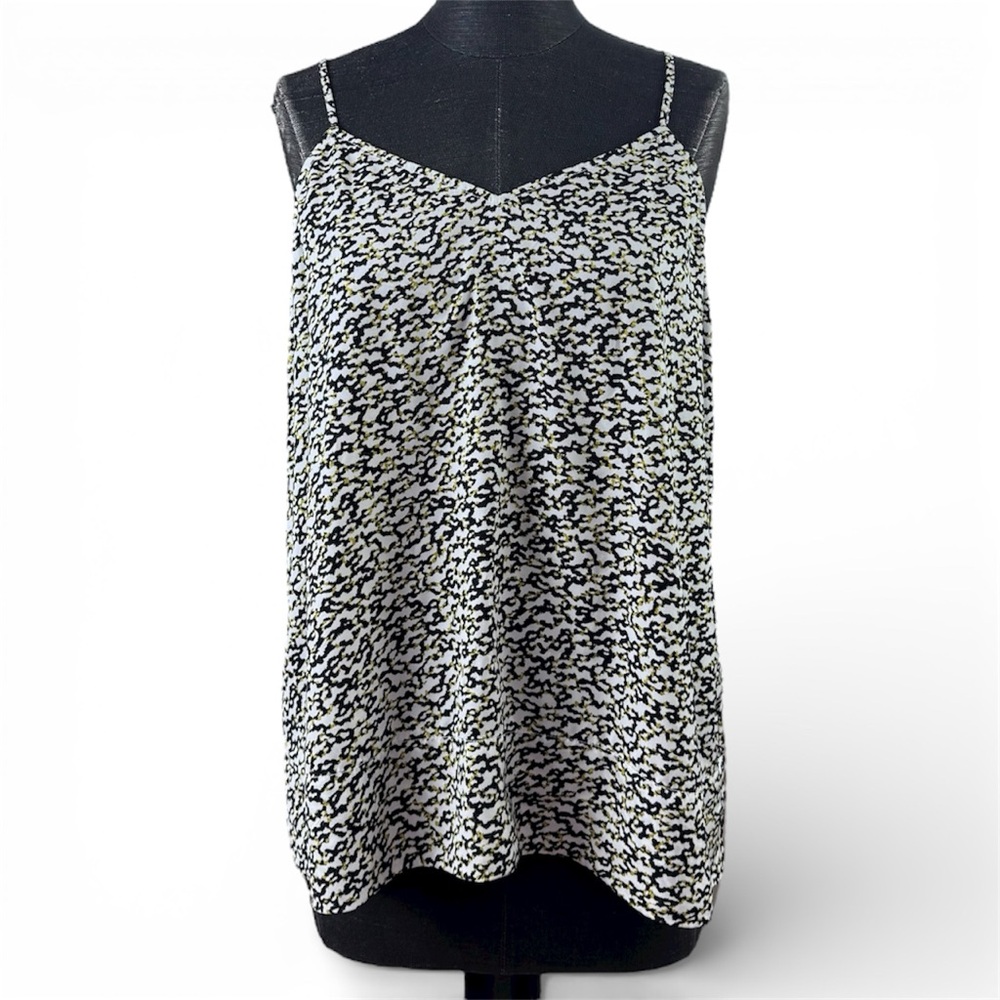 Nordstrom Rack Sleeveless Top Abstract Print Green Black Offwhite Size Large